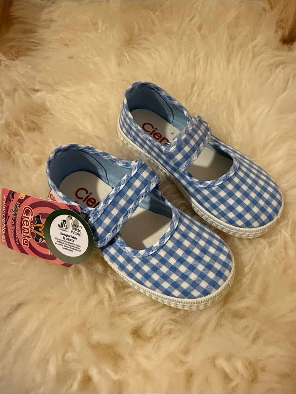 Cienta Blue Gingham Mary Jane Toddler Shoes